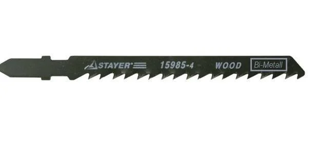 Пилки для лобзика по дереву, ДВП, ДСП тип T144DF, 74х4 мм, Bi-Metall, EU-хвост., 2шт, STAYER "PROFI"