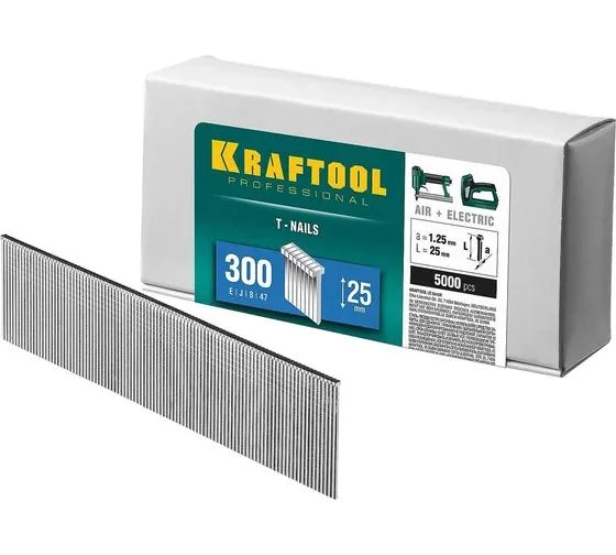 Гвозди Kraftool тип 300 (47/J/ F), 25 мм, калибр 18GA, 5000 шт