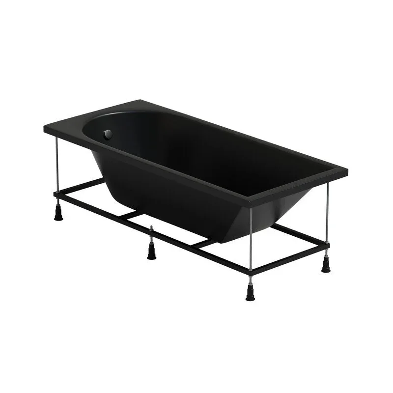 Ванна акриловая CORPA NERA Francesca прямоугольная 170 х 75 см (с фронт. экраном), с каркасом, цвет черный матовый
