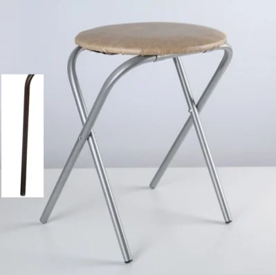 Табурет складной металлический круглый (антик медь-бежевый)