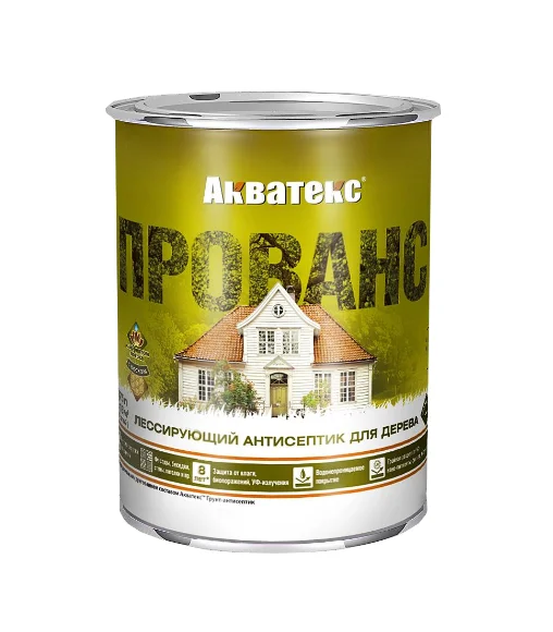 Антисептик лессирующий Акватекс ПРОВАНС для дерева алкидный калужница 0,75 л