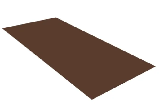 Плоский лист PE RAL 8017 (шоколад), 0.5мм ГОСТ (Satin), 1.25*1 м.п., пл=1м2 (в пленке)