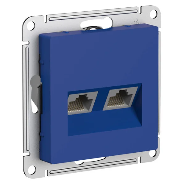 Механизм розетки компьютерной 2-м AtlasDesign RJ45+RJ45 кат.5E аквамарин Systeme Electric ATN001185