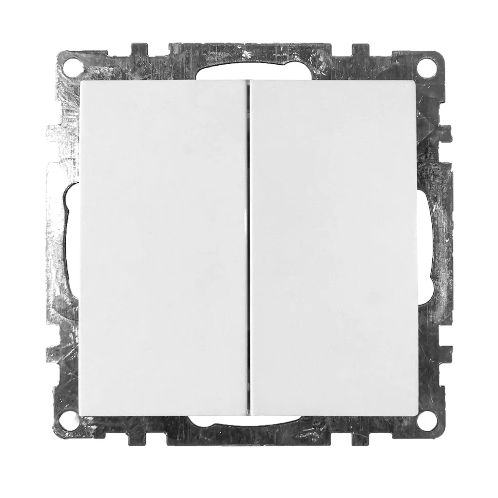 Выключатель двухклавишный СП 220V, 10А, (механизм), белый (GLS10-7104-01) Катрин STEKKER