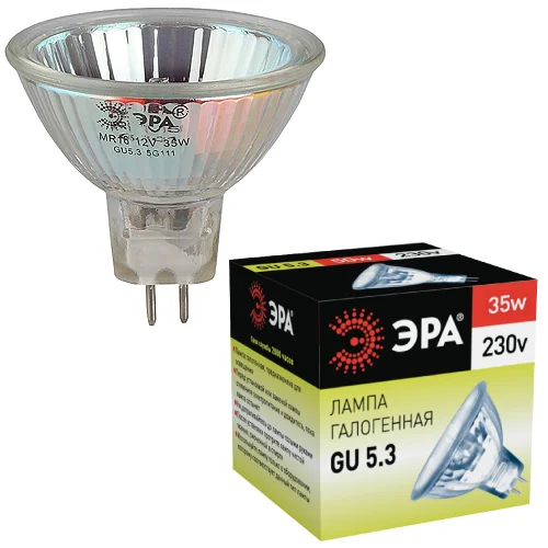 Лампа галогенная 35W G5.3(JCDR, MR16) 230V 3000К ЭРА Cl