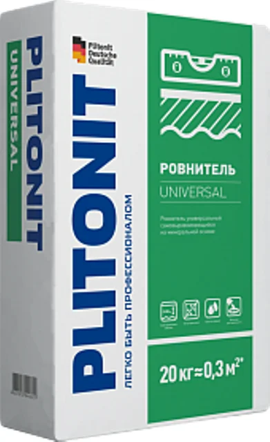 Наливной пол PLITONIT Universal+ ровнитель быстротвердеющий 20 кг