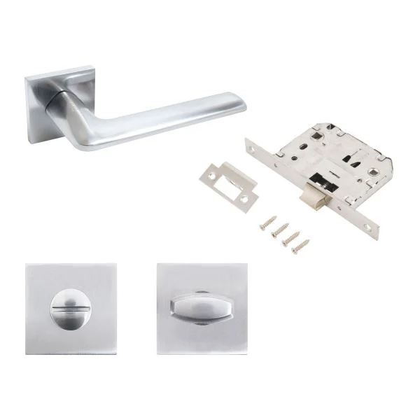 Комплект ручка и защ с фикс АЛЛЮР АРТ "ТИНА" SC+L7050S SC+BK-S2 SC (8890/S7050) матовый хром