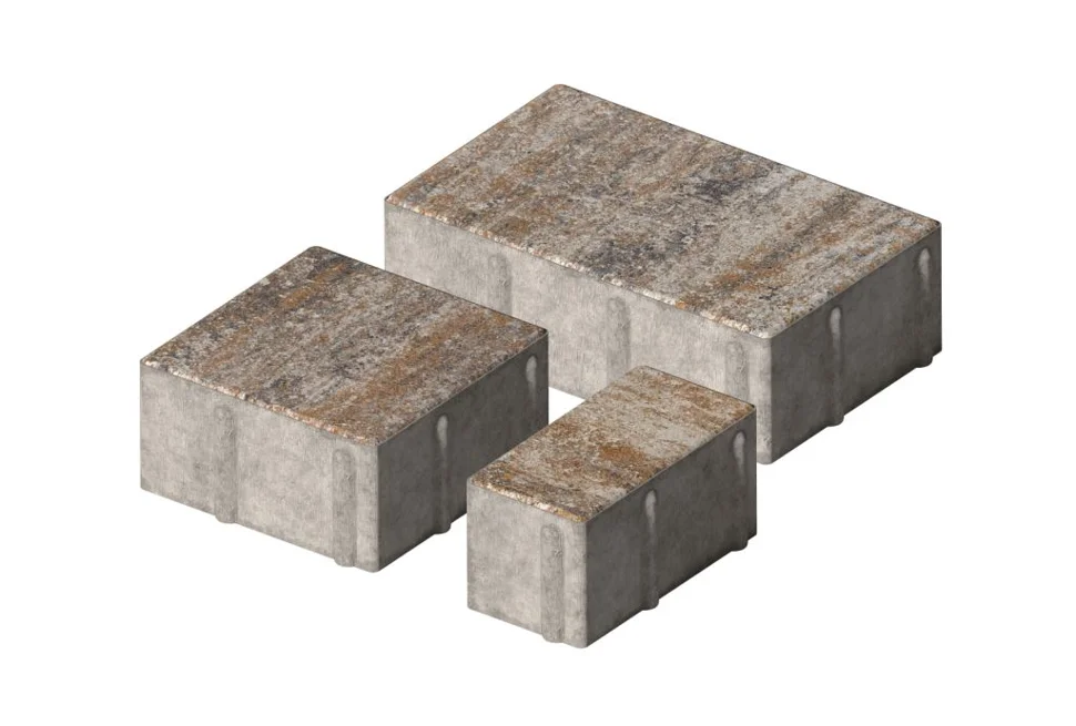 Плитка тротуарная Новый город Песчаник (3 элем.80*160*80, 160*160*80, 240*160*80) Color mix верхний прокрас, серый цемент СИЯН(7,456м2/поддон-10рядов)