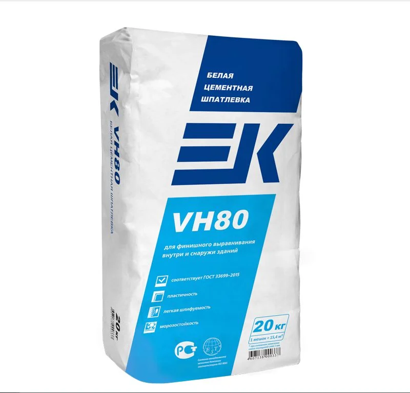 Шпаклевка цементная EK VH80 влагостойкая белая 20 кг