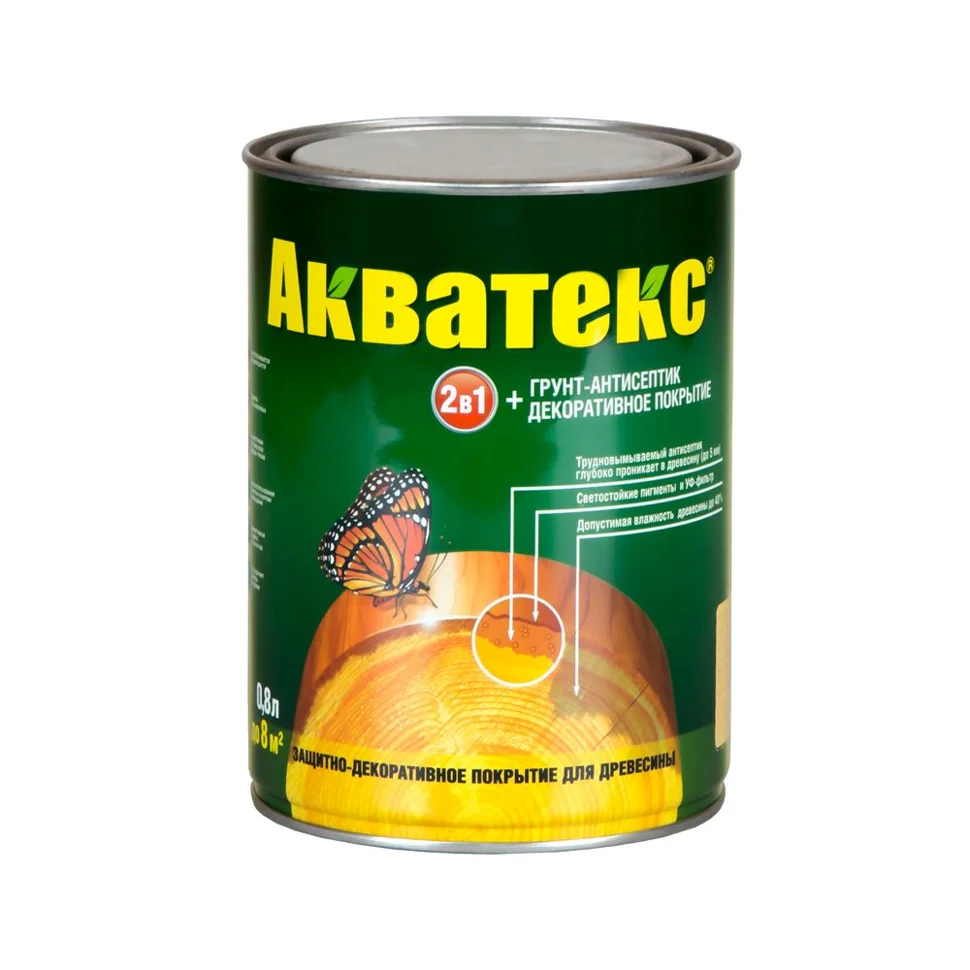 Основа алкидная Акватекс 2 в 1 - ваниль 0,8л УФ-защита, влажн. древесина 40%