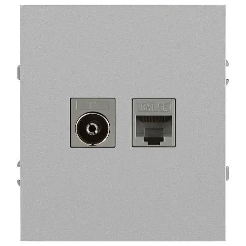 Розетка комбинированная RJ45+TV СП ЭРА Arktik алюминий арт.16-3110-03