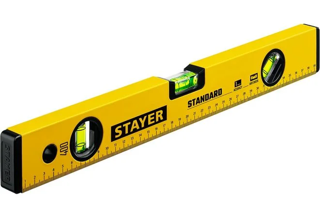 Уровень строительный 400мм STAYER "STANDARD" коробчатый, противоударный , 3 глазка