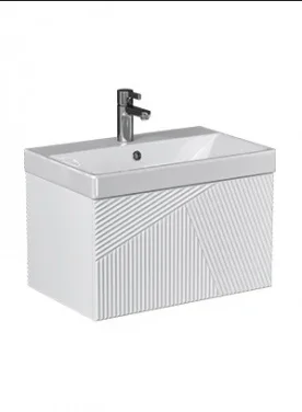 Комплект мебели: тумба под умывальник Velvex Edge 60 навесная, цвет белый с раковиной Vigo 60, цвет белый