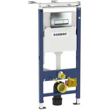 Инсталляция GEBERIT Duofix ПЛАТТЕНБАУ для подвесного унитаза 3 в 1, фронтальное управление, с клавишей Delta51, хром глянцевый