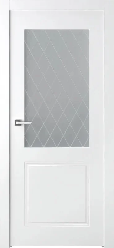 Дверь BELWOODDOORS "Кремона 2" стекло Мателюкс белый витраж 70 (21-8) эмаль белый