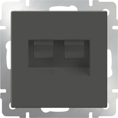 Розетка телефонная 2-местная СП Werkel, серо-коричневая (RJ-11 и Ethernet RJ-45), WL07-RJ11+RJ45*