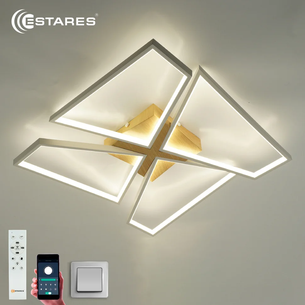 Светильник управляемый светодиодный ORLANDO 120W S-APP-550x550x90-WHITE/WOOD/WHITE-220-IP20