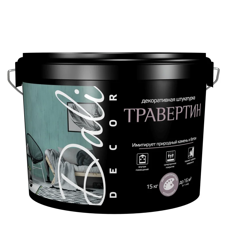Штукатурка декоративная Dali-Decor "Травертин" белая, 15кг ( Т-ра перевозки не ниже +5град)
