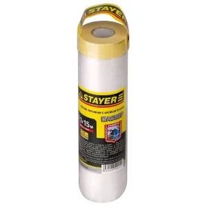 Пленка защитная с клейкой лентой STAYER "PROFI" МАСКЕР, HDPE, 10 мкм, 2,1 х 15 м
