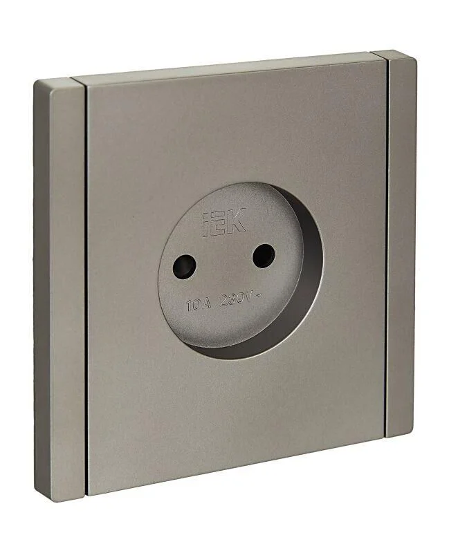 Розетка 1-м СП FORTE&PIANO FP517 10А без заземл. защ. шторки винт. крепл. сталь IEK FP-R13-10-K46