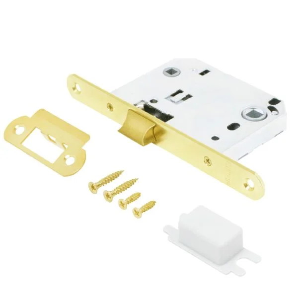 Защелка дверная АЛЛЮР АРТ L7050R PB золото овальная планка18мм без ручек с фиксатором