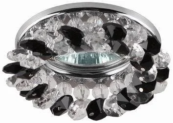 Светильник точечный ЭРА DK16 CH/WH/BK декор "круглый с мелк.хрустал" MR16,12V/220V, 50W, хром/прозрачный/черный*