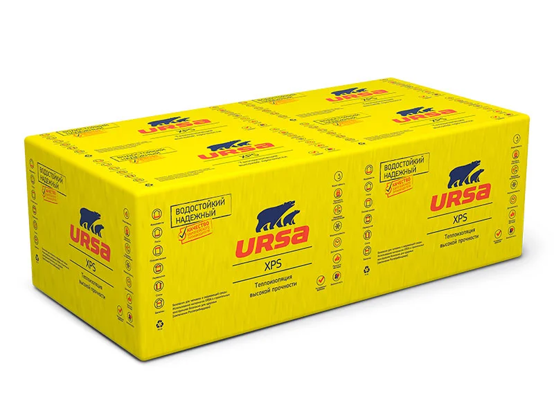 Утеплитель экструдированный плиты URSA XPS Стандарт (150 кПа) N-II-L 1180-600-50 / 8 листов , 5,664 м2, 0,283 м3 / 12 упак на поддоне