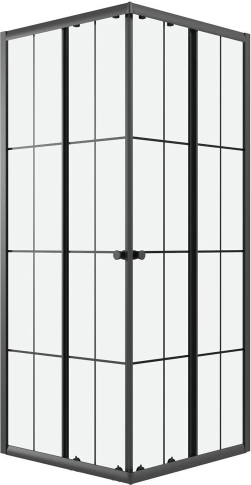 Ограждение душевое NIAGARA Eco NG-1009-14QKL (90х90х190) квадрат,раздвижное,черный,стекло клетка,1 место