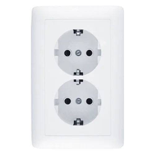 Розетка 2-местная ОП Хит 16А 250В с заземл. без защ. шторок бел. Schneider Electric RA16-238-B