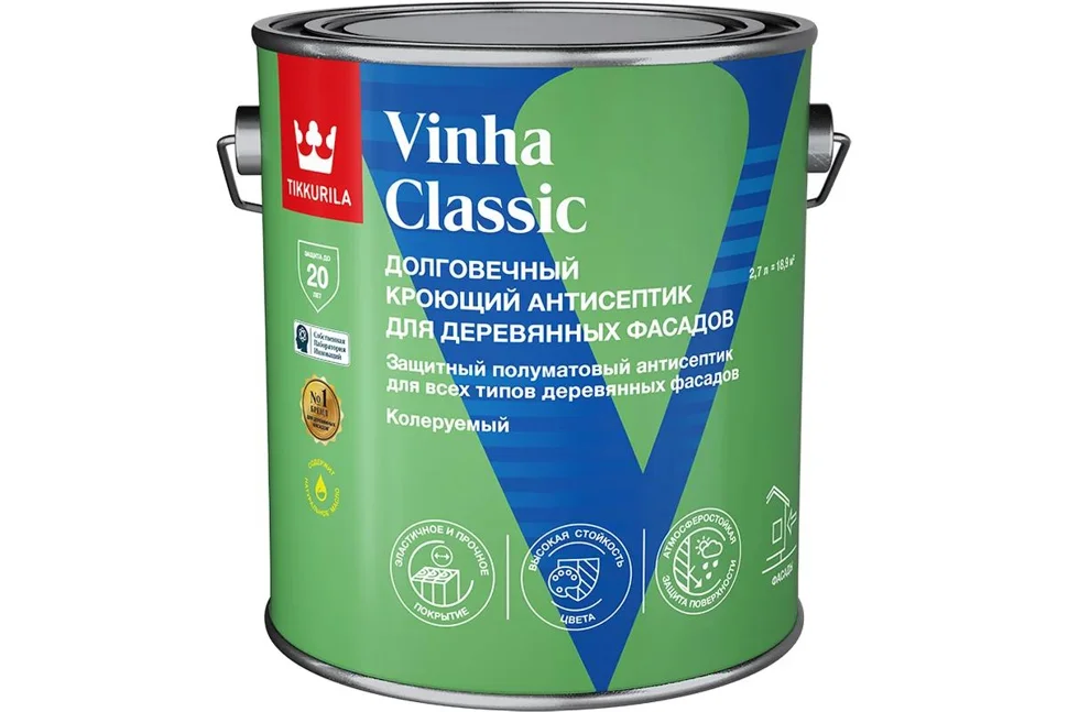 Антисептик кроющий Tikkurila VINHA CLASSIC VVA полуматовый 2,7л