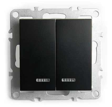 Выключатель двухклавишный СП 220V, 10А, (механизм), черный (PSW10-9104-03) Эрна STEKKER