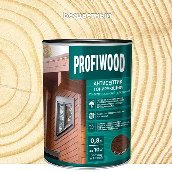 Антисептик EMPILS PROFIWOOD тонирующий "2 в 1" алкидный беcцветный 2,1 кг (2,5л)