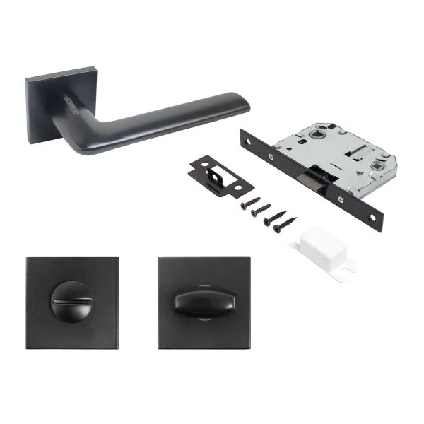 Комплект ручка и защ с фикс АЛЛЮР АРТ "ТИНА" BL+L7050S BL+BK-S2 BL (88150/S7050) матовый черный