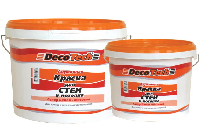 Краска ВД для стен и потолков акриловая латексная DecoTech 3л (Т-ра перевозки не ниже -4град)