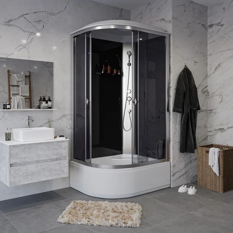 Кабина душевая NIAGARA Eco 1000х800х2150, высокий поддон (40 см), стекло ЧЕРНОЕ, арт.E100/80/40R/TN