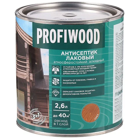 Антисептик EMPILS PROFIWOOD лаковый атмосферостойкий алкидный орех 8 кг