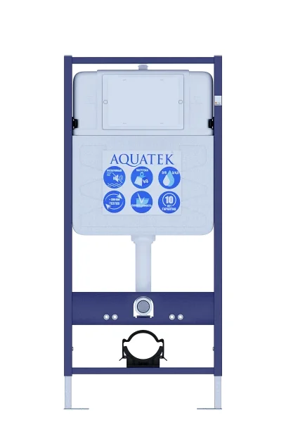 Инсталляция AQUATEK Standart 50 для подв унитаза 1130*510*100 кнопка хром глянцевый R круглая с звукоизоляционной прокладкой и креплением 90-130 мм