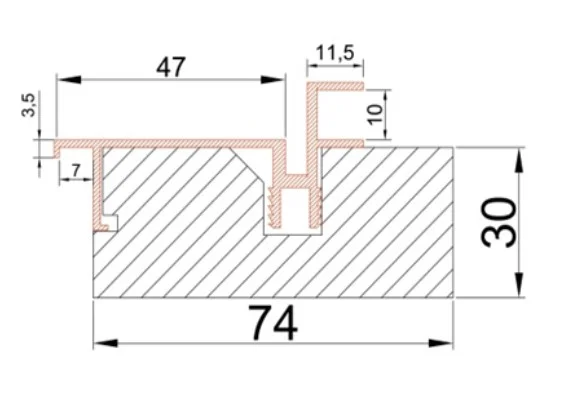 Комплект дверной коробки PROFILO PORTE для PX AL-INVISIBLE кромка хром,3 петли, 2450(для дв.2300-2350), Пр