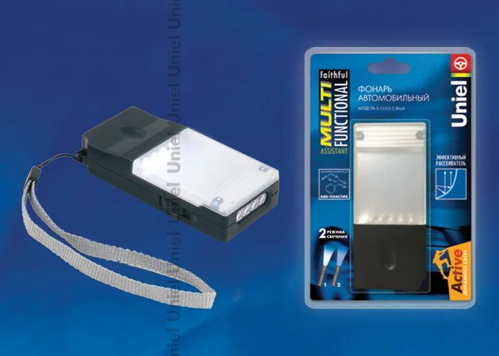 Фонарь автомобильный Uniel Стандарт &#171;Faithful Multifunctional Assistant&#187;, пластик, 5+4 LED, 4хААА, черный, S-CL013-C Black