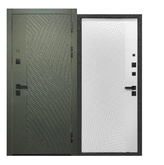 Дверь мет. FERRONI Smart 1 860х2050 "Пр" МДФ сатин зеленый/МДФ эмалит белый (электронный замок)