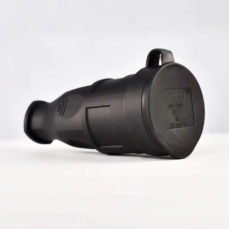 Разъем штепсельный Lezard с заглушкой 2Р+РЕ 1х16А 220-240V (каучук)