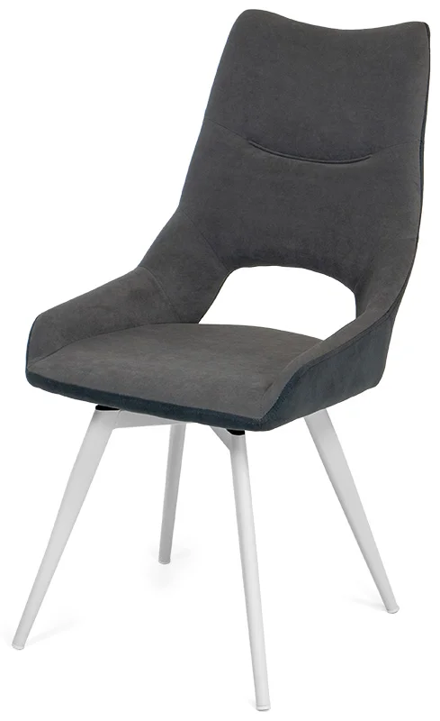 Стул Манзано (ткань Т180-светло-серый/Т177-графит) + ножки 1R32 (белый)