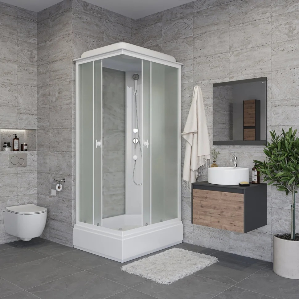 Кабина душевая NIAGARA Promo 1200х800х2150 прямоугольная, средний поддон (26см), стекло МАТОВОЕ, арт. P120/80/26Q/MT