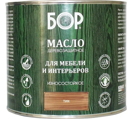 Масло для мебели и интерьеров Бор тик 2л