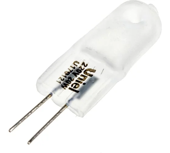 Лампа галогенная 20W G4 230V 300Лм капсула Uniel 01823 JC-220/20/G4