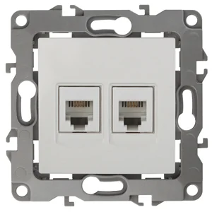 Розетка телефонная двойная СП (2XRJ11), Эра12, белый, арт.12-3106-01