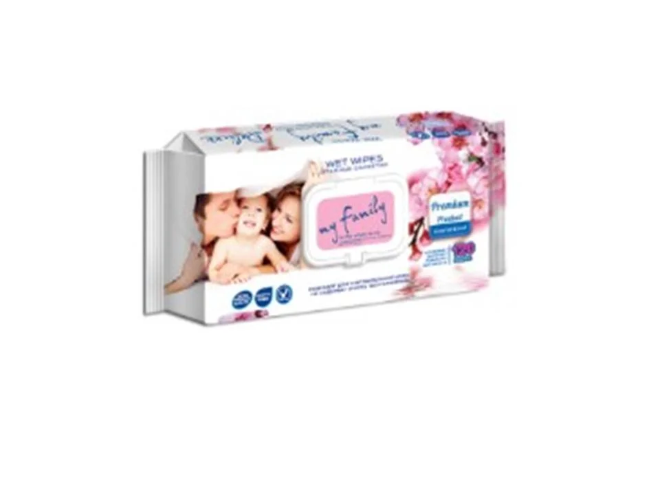 Салфетки влажные Deluxe My Family с витамином Е, 120 листов, с клапаном*
