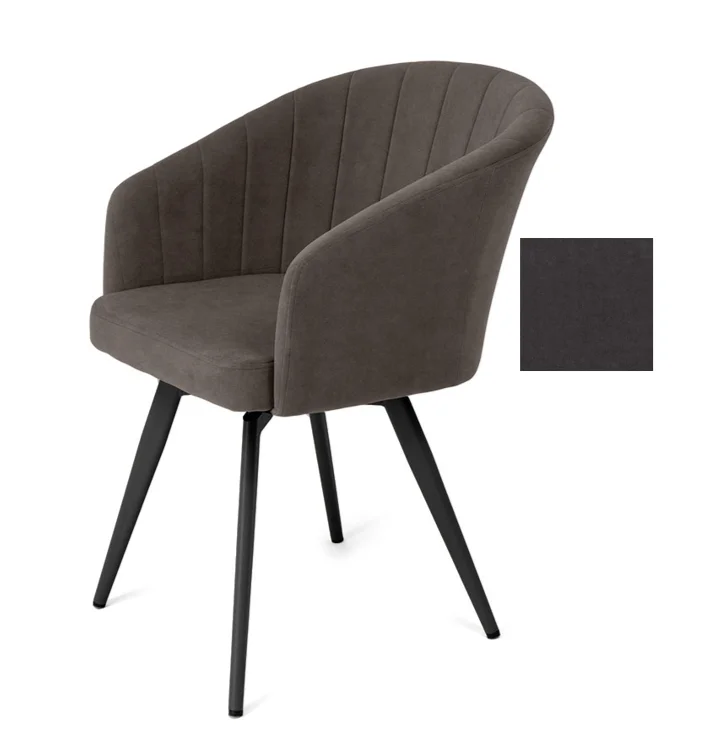 Стул Верона (ткань Т190- горький шоколад) + ножки поворотные 360F40 (чёрный)