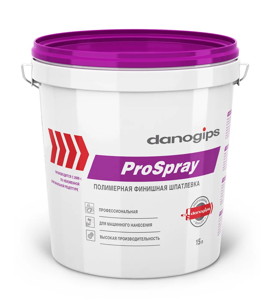 Шпаклевка готовая DANOGIPS PROSPRAY финишная для машинного нанесения 15 л (25 кг) АКЦИЯ