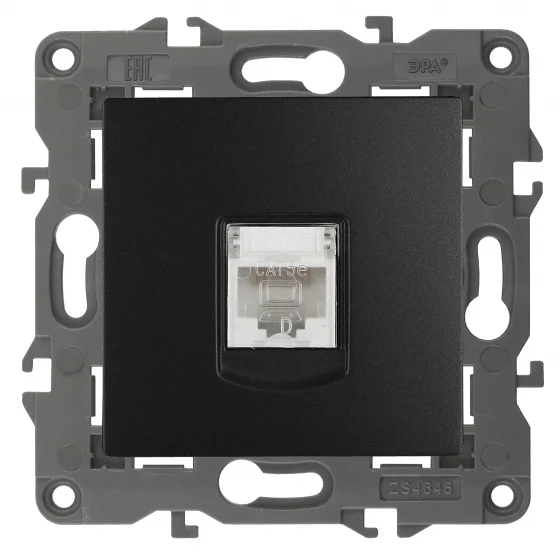 Розетка информационная СП (RJ45) Эра22 Elegance антрацит, арт.14-3107-05